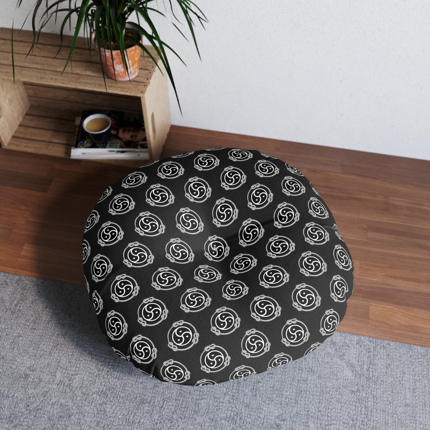 BDSM symbol with hearts & rope floor Pillow.